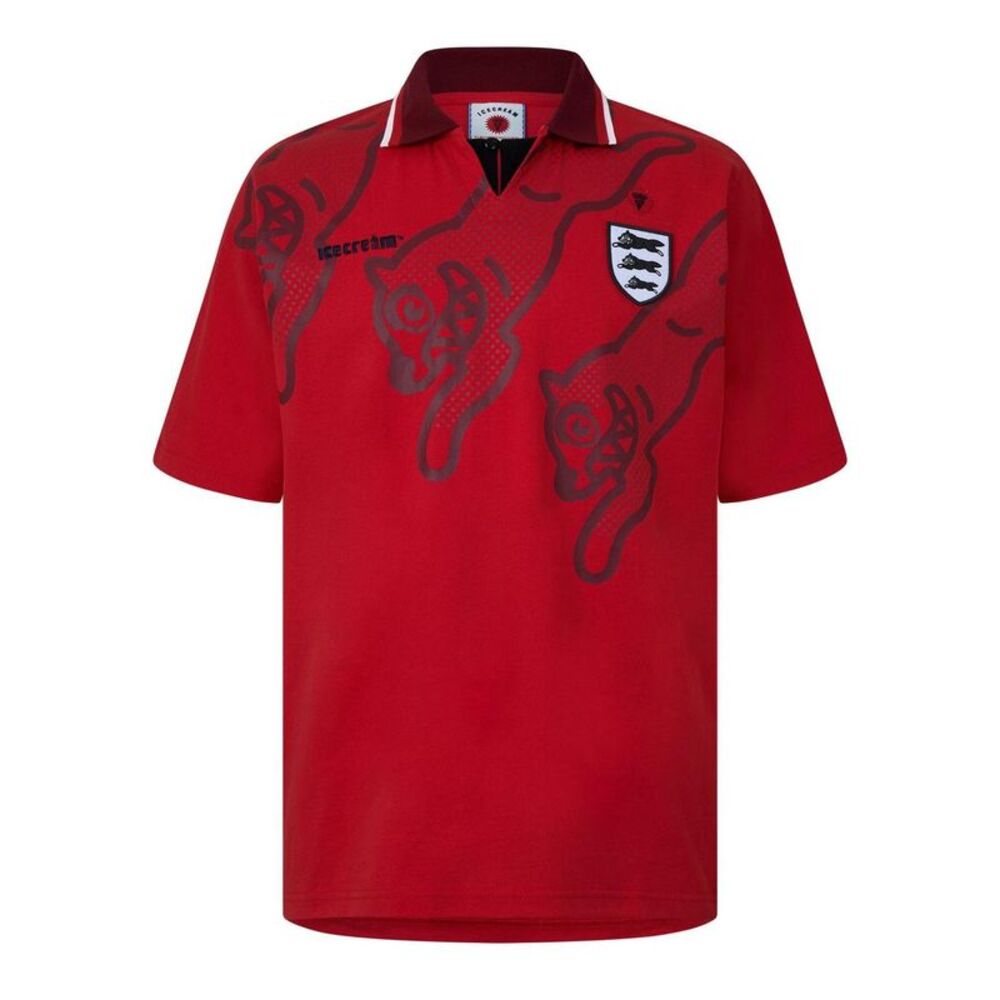 ICECREAM Mens Running Dog Footy Polo Shirt / Red